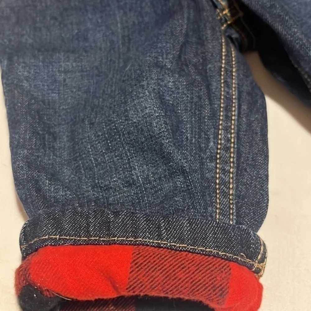 Carter’s buffalo plaid flannel lined‎ jeans size 6 mos